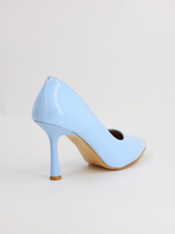 Pantofi Dama cu Toc varf ascutit Piele Eco albastru deschis (BS8901AY2305439) 5