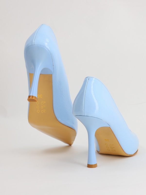Pantofi Dama cu Toc varf ascutit Piele Eco albastru deschis (BS8901AY2305439) 6