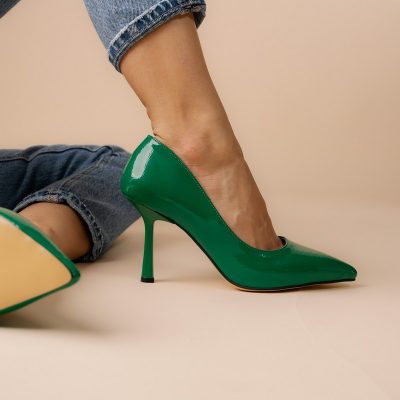 Pantofi Dama cu Toc varf ascutit Piele Eco Verde (BS8901AY2305431)