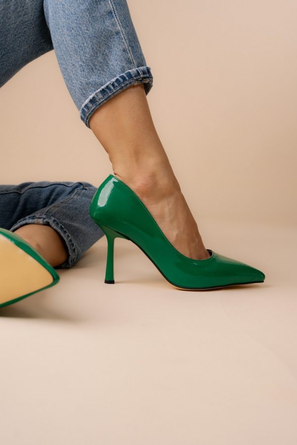 Pantofi Dama cu Toc varf ascutit Piele Eco Verde (BS8901AY2305431) 5