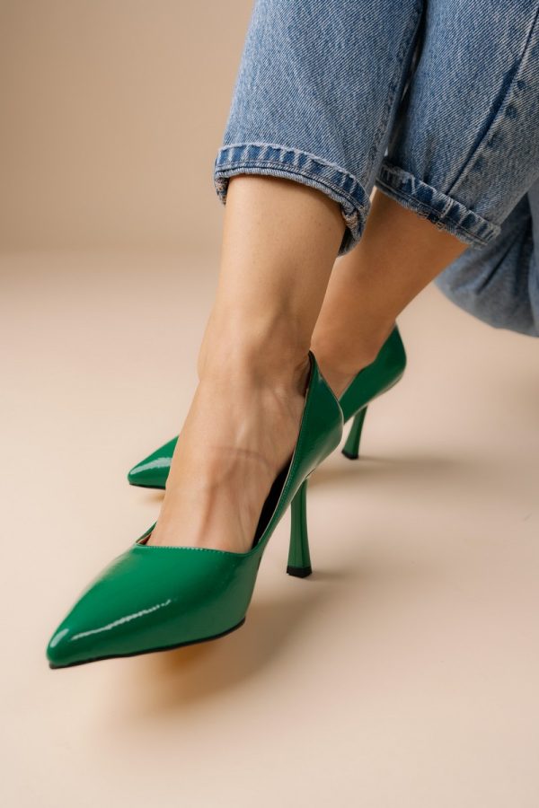 Pantofi Dama cu Toc varf ascutit Piele Eco Verde (BS8901AY2305431) 13