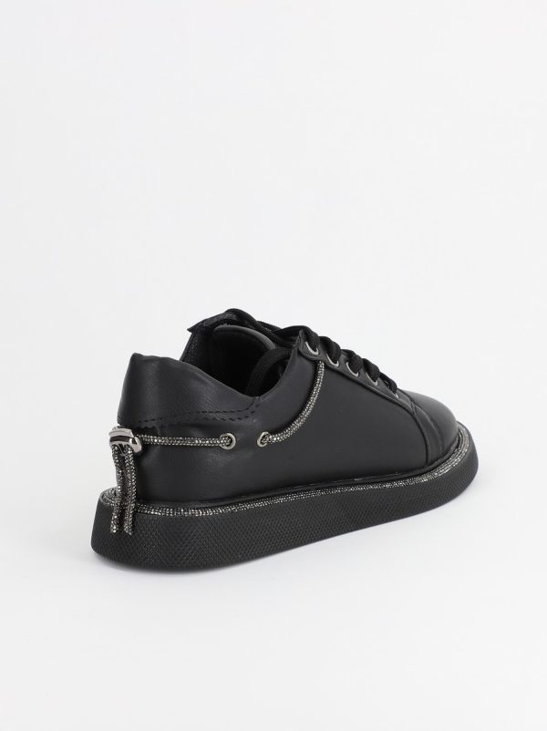 Pantofi Sport Dama Piele Ecologică Negru cu Șiret Talpa Groasa - BS2735SP2305587 8