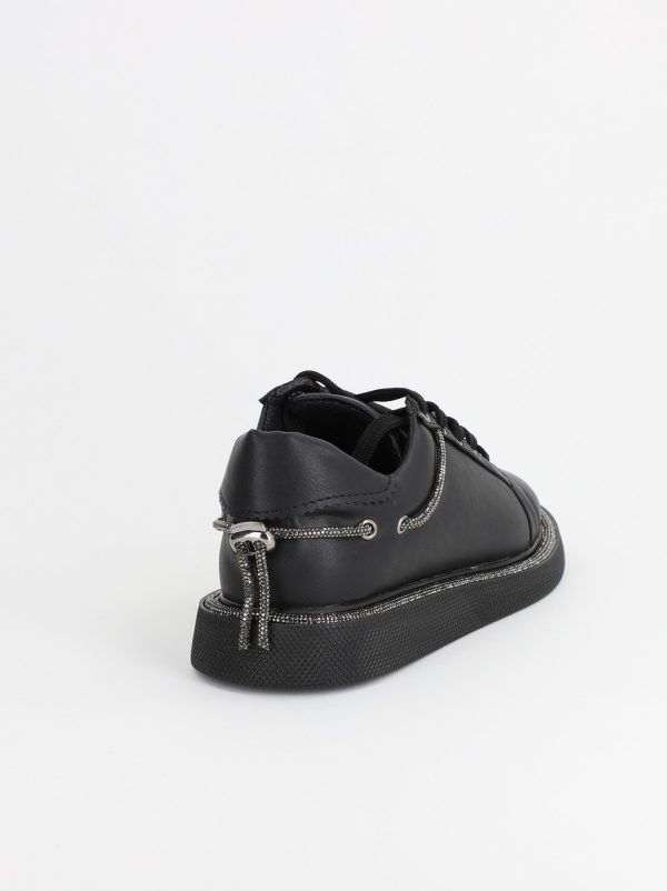 Pantofi Sport Dama Piele Ecologică Negru cu Șiret Talpa Groasa - BS2735SP2305587 9