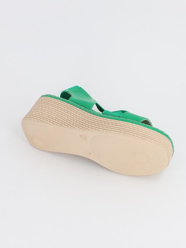 Sandale Dama cu Talpa Groasa Varf rotund Piele ecologica Verde (BS400TR2305571) 6