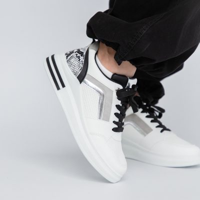 Pantofi sport dama design alb cu negru (BS209EV2307079)