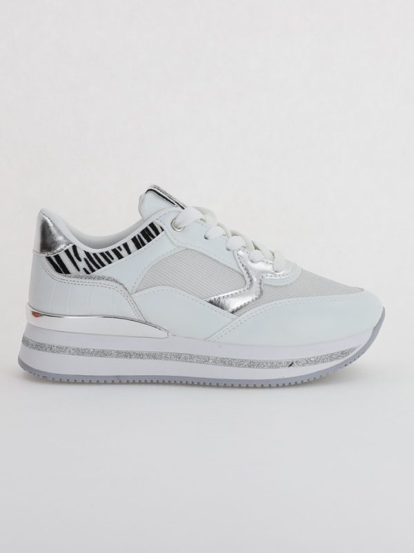 Pantofi sport dama cu elemete alb cu argintiu (BS203EV2307077) 6