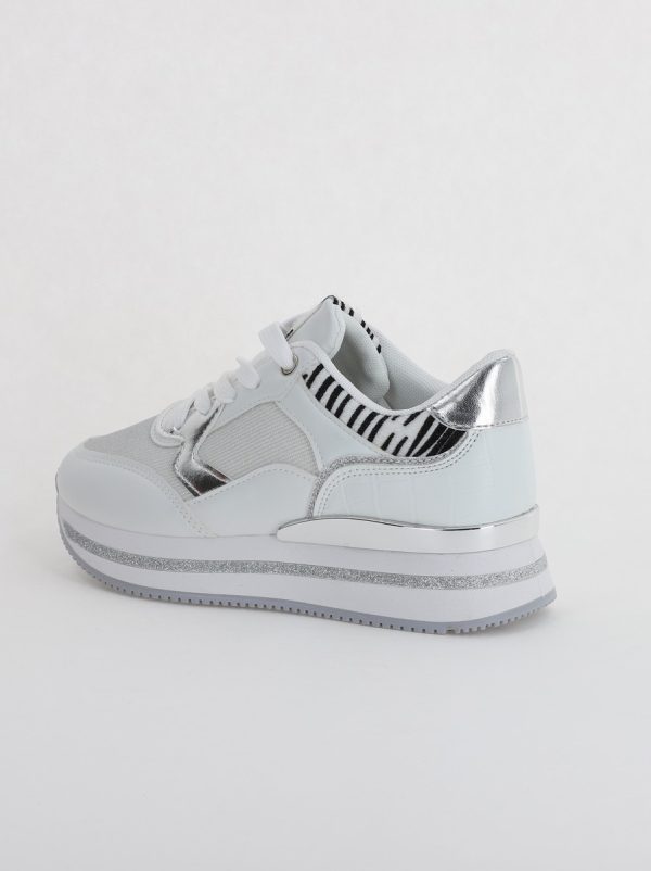 Pantofi sport dama cu elemete alb cu argintiu (BS203EV2307077) 7