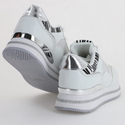 Pantofi sport dama cu elemete alb cu argintiu (BS203EV2307077)