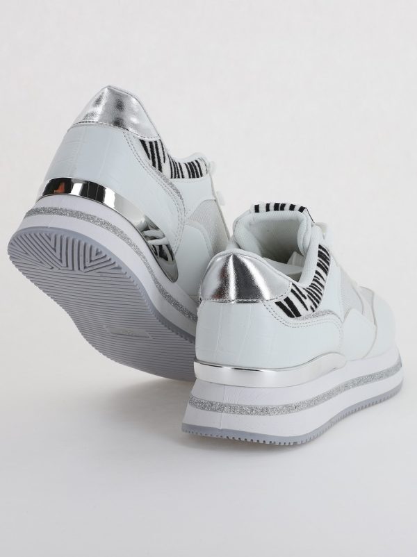 Pantofi sport dama cu elemete alb cu argintiu (BS203EV2307077) 5