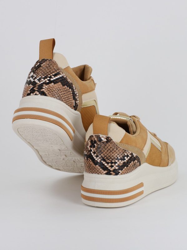 Pantofi sport dama design alb cu kaki (BS209EV2307081) 5