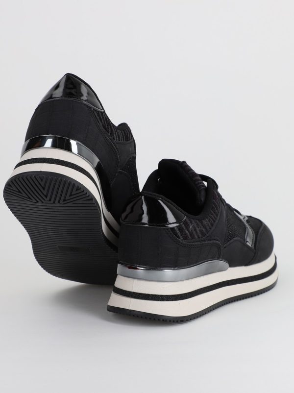 Pantofi sport dama cu elemete negru cu argintiu (BS203EV2307078) 5