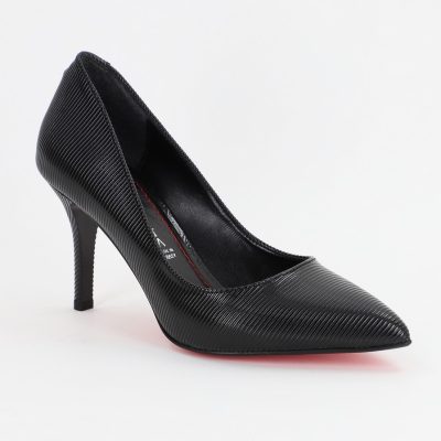 Incaltaminte Dama - Pantofi Dama cu Toc subtire stiletto din Piele Eco cu negru cu dungi (BS795AY2307029)