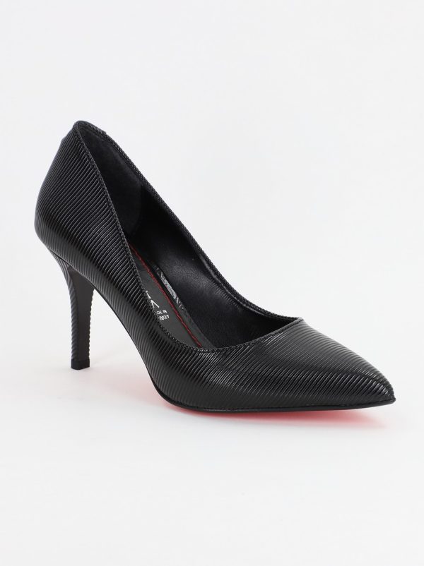 Incaltaminte Dama - Pantofi Dama cu Toc subtire stiletto din Piele Eco cu negru cu dungi (BS795AY2307029)