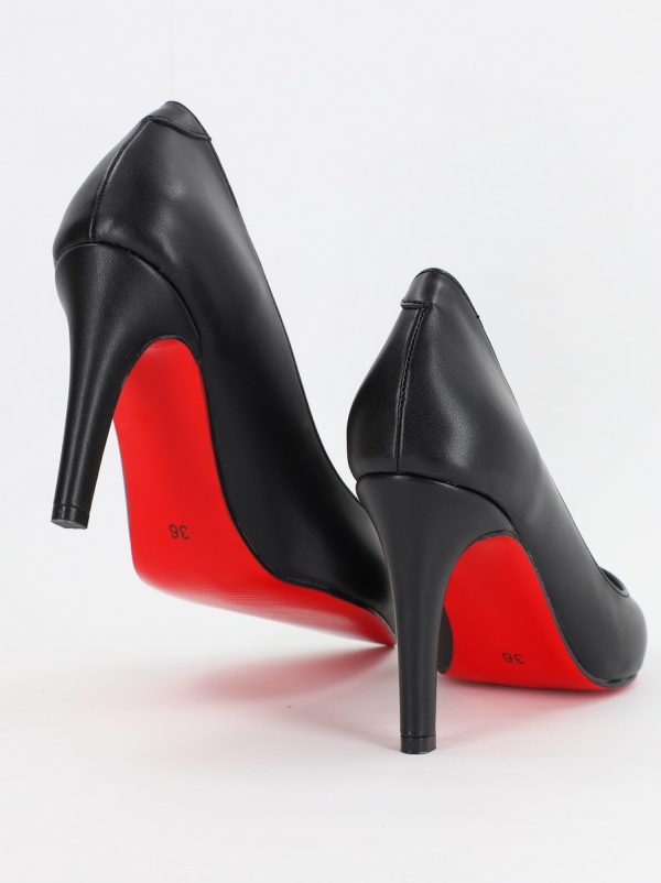 Pantofi Dama cu Toc subtire stiletto din Piele Eco cu negru mat (BS799AY2307030) 5