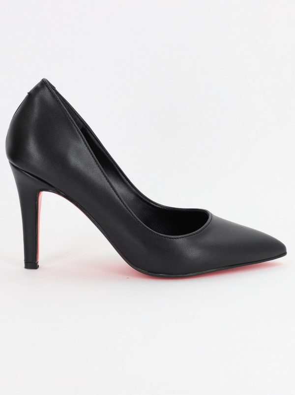Pantofi Dama cu Toc subtire stiletto din Piele Eco cu negru mat (BS799AY2307030) 6