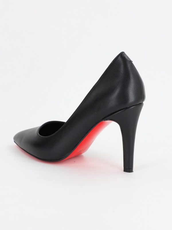 Pantofi Dama cu Toc subtire stiletto din Piele Eco cu negru mat (BS799AY2307030) 7