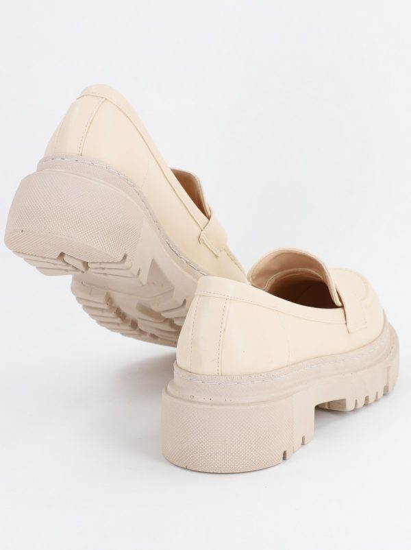Pantofi Loafers Dama Piele Eco Bej mat Varf Rotund - BS200AY2307012 5