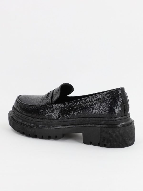 Pantofi Loafers Dama Piele Eco Negru lucios Varf Rotund - BS200AY2307009 7