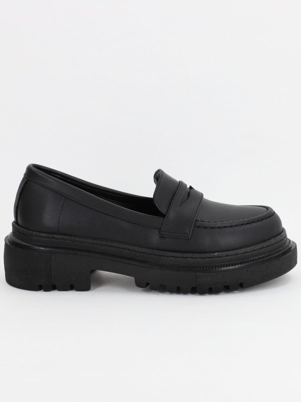 Pantofi Loafers Dama Piele Eco Negru mat Varf Rotund - BS200AY2307011 6