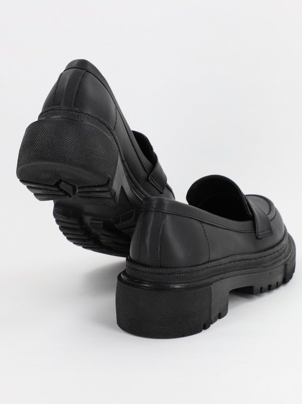 Pantofi Loafers Dama Piele Eco Negru mat Varf Rotund - BS200AY2307011 5