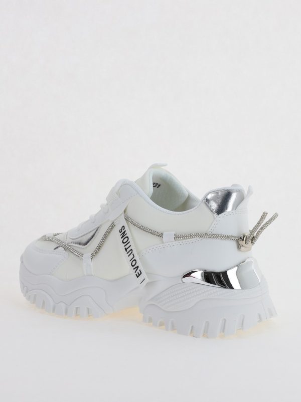 Pantofi sport dama cu banda cu pietricele alb (BS231EV2307120) 7