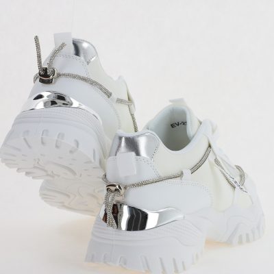 Pantofi sport dama cu banda cu pietricele alb (BS231EV2307120)