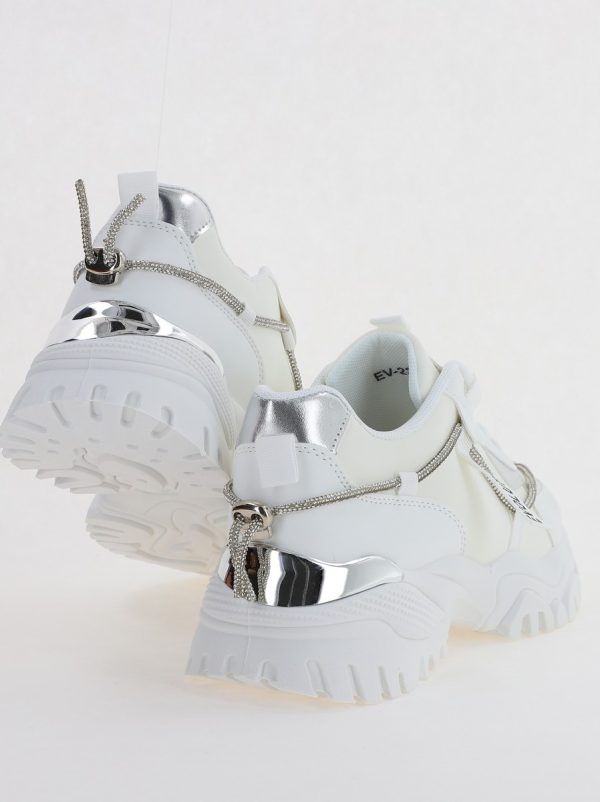 Pantofi sport dama cu banda cu pietricele alb (BS231EV2307120) 5