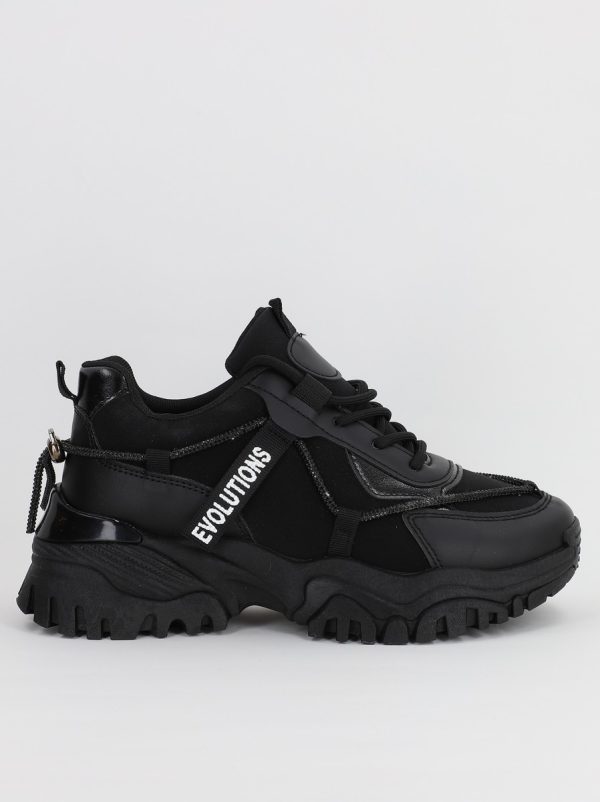 Pantofi sport dama cu banda cu pietricele negru (BS231EV2307122) 174