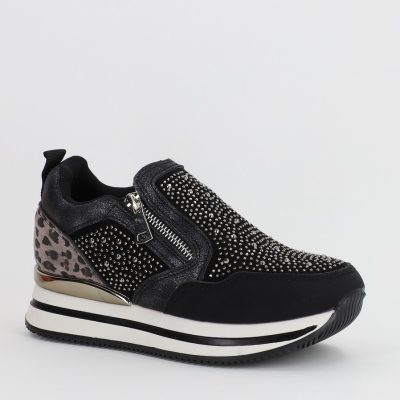 Pantofi Sport Dama - Pantofi sport dama cu cristale negru (BS202EV2307075)