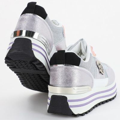 Pantofi sport dama cu elemente alb cu argintiu (BS2195Q2307161)