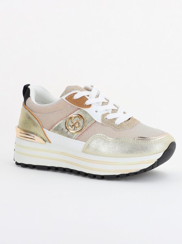 Pantofi Sport Dama - Pantofi sport dama cu elemente alb cu auriu (BS2195Q2307160)