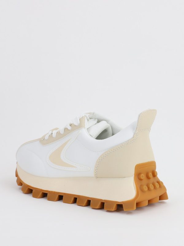 Pantofi sport dama cu elemente design bej cu alb (BS216EV2307090) 7