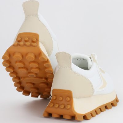 Pantofi sport dama cu elemente design bej cu alb (BS216EV2307090)