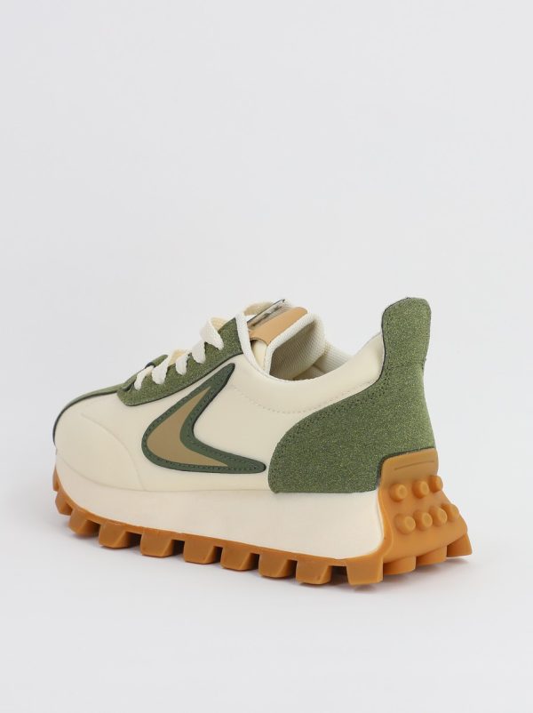 Pantofi sport dama cu elemente design bej cu verde kaki (BS216EV2307089) 6
