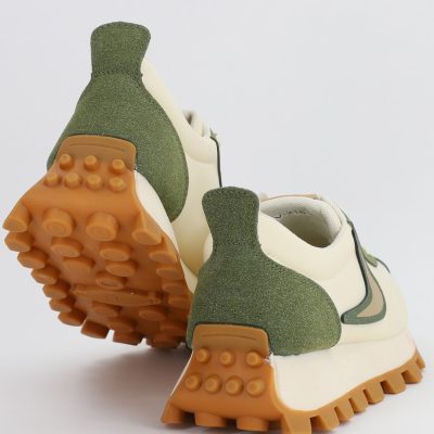 Pantofi sport dama cu elemente design bej cu verde kaki (BS216EV2307089)