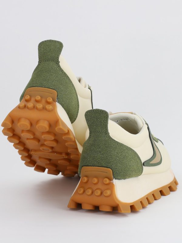 Pantofi sport dama cu elemente design bej cu verde kaki (BS216EV2307089) 5