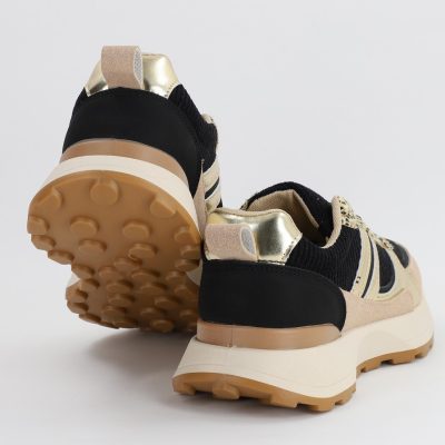 Pantofi sport dama cu elemente design negru cu auriu(BS301A2307181)