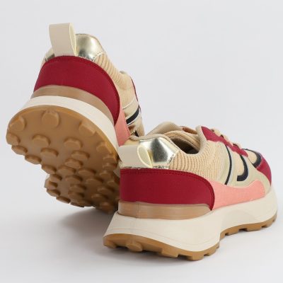 Pantofi sport dama cu elemente design visiniu cu auriu(BS301A2307180)