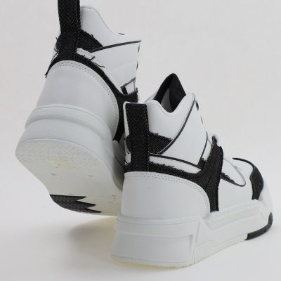 Pantofi sport dama inalti talpa groasa alb negru (BS233EV2307125)