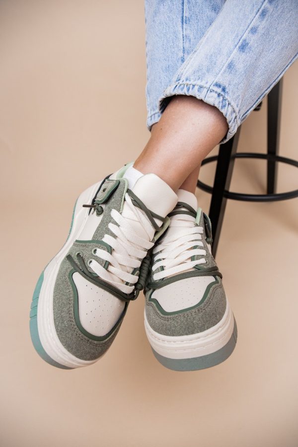 Pantofi sport dama talpa groasa bej cu verde (BS303A2307175) 8