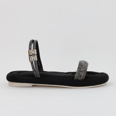 Sandale Dama cu banda cristale negru (BS322SN2306668)