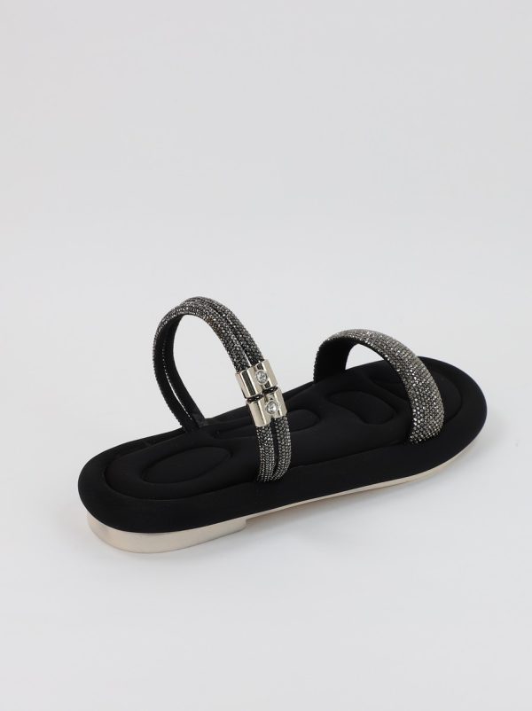 Sandale Dama cu banda cristale negru (BS322SN2306668) 5