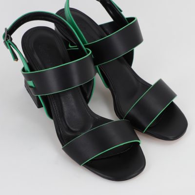Sandale Dama cu Toc varf rotund Piele Eco Verde/negru BS815SN2306632