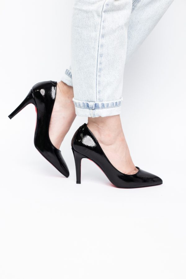 Pantofi Dama cu Toc subtire stiletto negru incretit (BS799AY2308121) 173