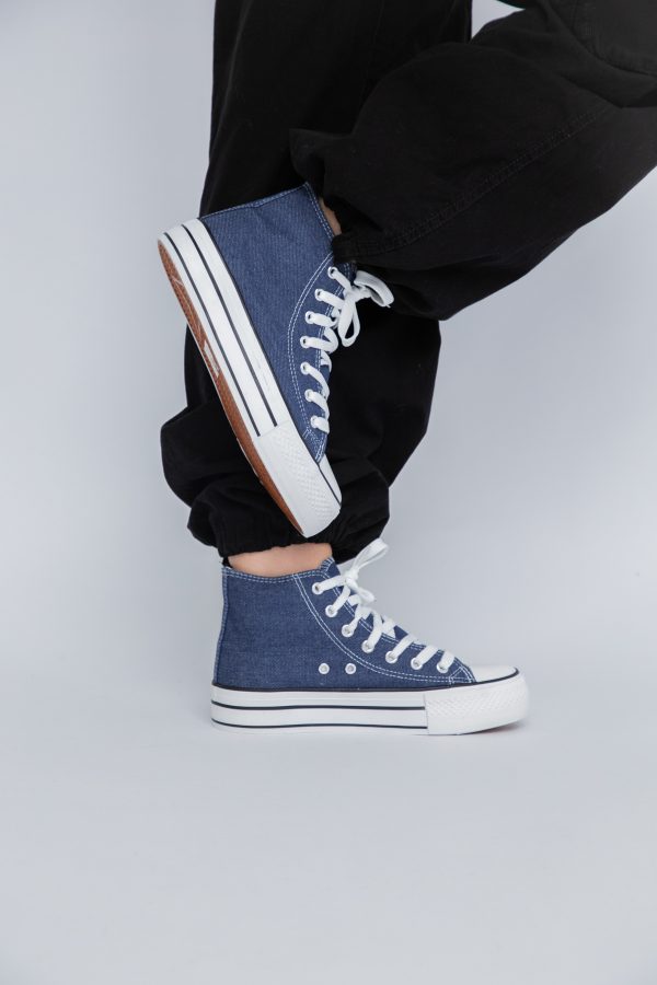 Pantofi sport pentru femei de tip teniși de culoare albastru denim design înalt BS308A2307155 177