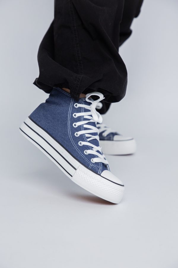Pantofi sport pentru femei de tip teniși de culoare albastru denim design înalt BS308A2307155 173
