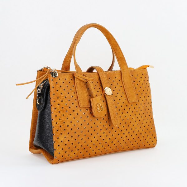 Geanta Galbena - Geanta dama casual de umar cu trei compartimente galben mustar Lulu Castagnette BS23052A2307123