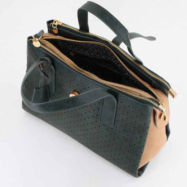 Geanta dama casual de umar cu trei compartimente verde Lulu Castagnette BS23052A2307120 7