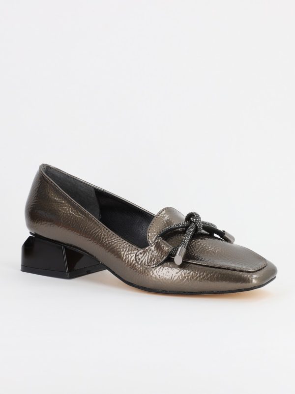 Incaltaminte Dama - Pantofi cu Toc Eleganti din Piele Ecologica platina - BS156BA2308107