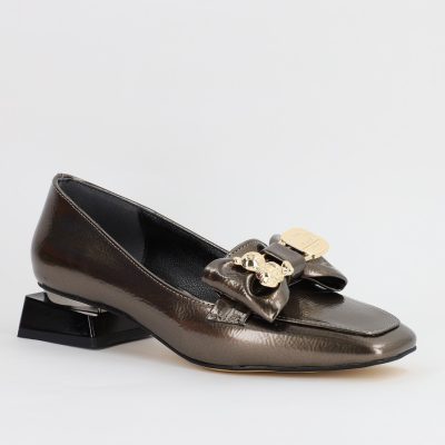 Incaltaminte Dama - Pantofi cu Toc jos Eleganti din Piele Ecologica Platina - BS161BA2308178